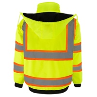 Veste d'hiver haute visibilité réfléchissante pour la construction, le contrôle du trafic, le cyclisme en extérieur - à capuche amovible, imperméable et ajustable