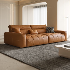 Ensemble de canapés en <span class=keywords><strong>cuir</strong></span> crème minimaliste italien, salon moderne, luxe, canapé modulaire en <span class=keywords><strong>cuir</strong></span> anti-griffes pour appartement - Product Image 4
