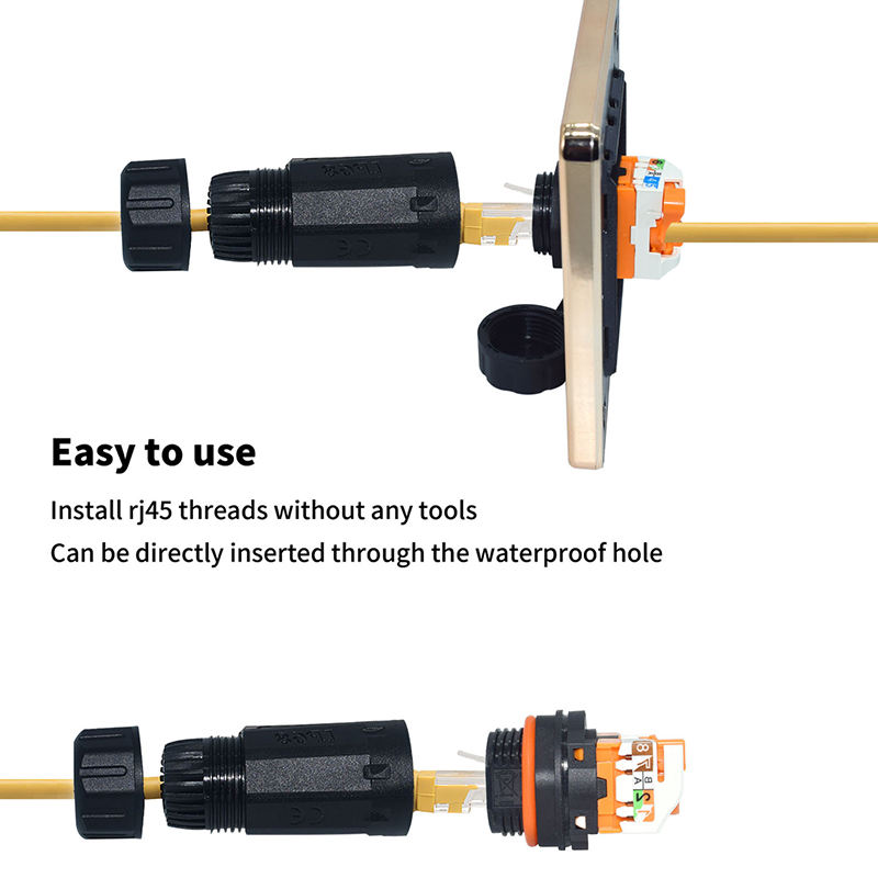IP68 Waterproof RJ45 CAT6A IDC Connector 10Gbps Toolless UTP Ethernet Coupler