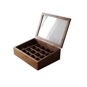 Tea Wooden Box Factory Wholesale Custom Divided 12 Compartments Wooden Packaging Tea Box