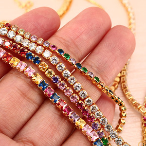 NZ1010 Fashion Sparkly Bling Jewelry Dainty Classic Gold Minimalist <strong>Rainbow</strong> CZ Diamond Tennis Chain Choker <strong>Necklace</strong> - Product Image 6