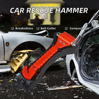 Marteau de sécurité d'urgence rouge en plastique OEM ODM pour voiture, avec brise-vitre et coupe-ceinture, outil automobile