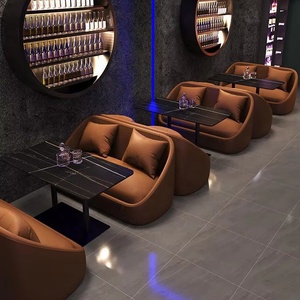 Nouveau Canapé de Bar KTV Personnalisé Banquette à Bord Arrondi avec Table en Plaque de Roche pour Restaurant - Product Image 2