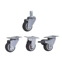 Roulettes de chariot de mobilier d'appoint souples en TPR marron à trou de boulon pour charges légères