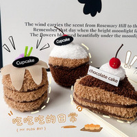 Ensemble de jouets en peluche en coton sur le thème des aliments, mignons desserts en peluche (Cupcake en velours rouge, Gâteau au chocolat, Fromage) pour la décoration