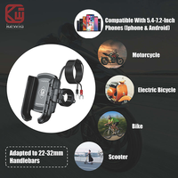 Support de téléphone pour guidon de moto et vélo Kewig OEM, étanche, rotatif à 360 degrés, avec chargeur sans fil
