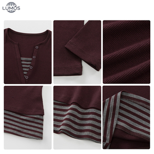 Ensemble <span class=keywords><strong>pull</strong></span> décontracté coréen deux pièces en gros – Haut tricoté simple à <span class=keywords><strong>col</strong></span> en <span class=keywords><strong>V</strong></span> et manches longues, rayé, avec logo personnalisé pour l'automne - Product Image 4