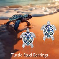 Boucles d'oreilles clous en argent sterling avec coquille d'ormeau et nacre, motif tortue marine, bijoux océaniques pour femme