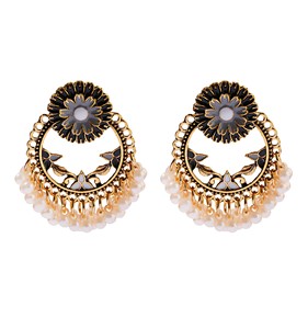 Pendientes Étnicos de Flores Rosadas en Forma de Media Luna para Mujer, Pendientes Jhumka de Bollywood con Pedrería Kundan, Joyería de Moda, Cuentas, Borlas, Estilo Gitano - Product Image 3