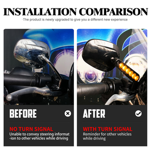 Rétroviseurs universels pour moto et vélo, clignotants, feux de circulation, filetage 8 mm, 2 pièces, noir chromé, pour Harley XL Dyna, pour Yamaha - Product Image 4