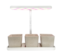 Kit de jardinage d'intérieur de table avec lampe de culture LED à spectre complet 10W, 3 pots auto-arrosants, minuteur et variateur 5 niveaux pour la maison et le bureau CE