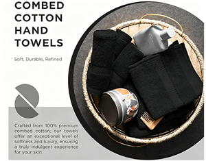 Serviettes de toilette en coton peigné doux, très absorbantes, à séchage rapide, respectueuses de la peau, lot de 4 pour hôtels, spas, salles de bain, dortoirs, noir - Product Image 2
