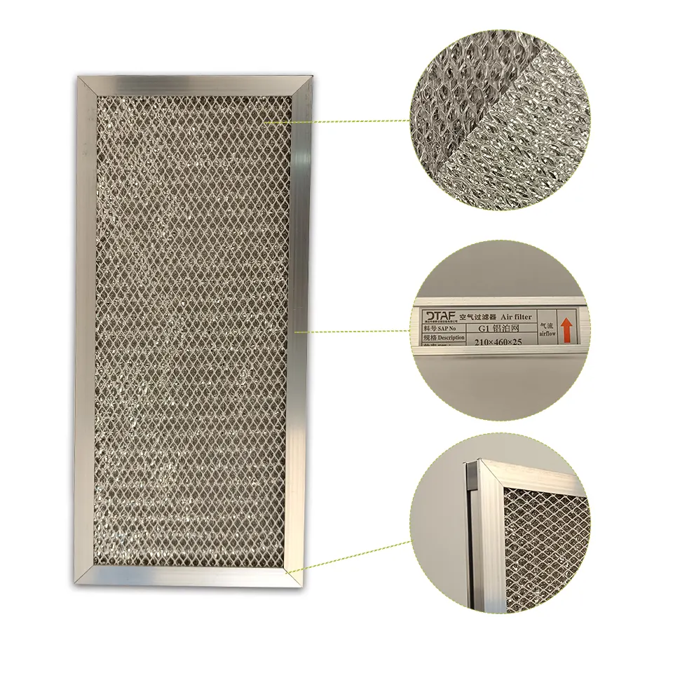 O OEM G2 G3 personalizou o filtro de ar plano reusável da folha de alumínio lavável do tamanho pre para o quarto desinfetado