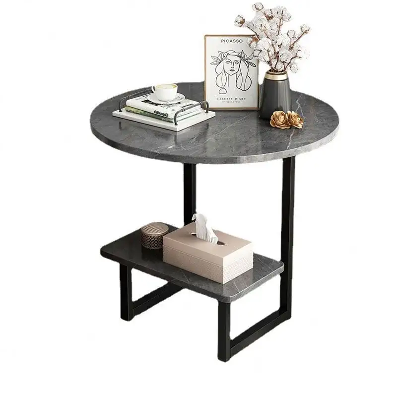 Meja kopi hitam kotak kayu, furnitur rumah ruang tamu, atasan aksen mewah gaya Modern dengan marmer palsu