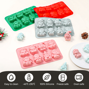 <span class=keywords><strong>Moule</strong></span> à gâteau en silicone SILIKOLOVE Factory Christmas 6 cavités Père Noël, antiadhésif platine LFGB, sans BPA, pour desserts et mousses - Product Image 2