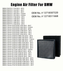 Filtro de Aire para Motor BMW OE 13718507320 13718511668, Repuesto de Alto Rendimiento para X3 X5 Serie 3 Serie <span class=keywords><strong>5</strong></span>, Calidad Premium - Product Image 2