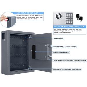 קיר רכוב דיגיטלי מפתח אבטחה קבינט תיבת מפתח בטוח עם טיפת חריץ - Product Image 3