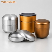 Boîtes métalliques portables OEM de petite taille, en forme de capsule, avec couvercle à vis, en aluminium brossé, pour l'emballage de baumes aux herbes