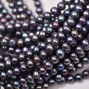 WENCHI Cost-Effective 1171 <b>Button</b> Shape Malachite Green <b>Black</b> (Dyed) Freshwater Imitation Pearl 9-10mm 36-38cm Natural Jewelry - Product Image 4