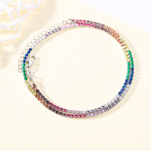 Gioielli di lusso Classico di Disegno Del Diamante 14K Oro Bianco Sterling Argento 925 Lungo <span class=keywords><strong>Arcobaleno</strong></span> Bracciale Tennis Per Le Donne - Product Image 5