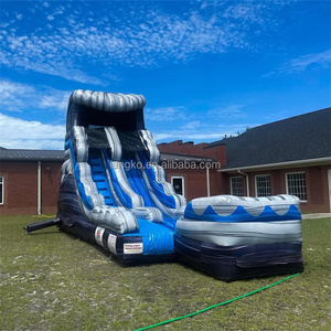 Structure gonflable commerciale pour jardin, avec toboggan aquatique tropical en marbre, château sauteur et <span class=keywords><strong>piscine</strong></span> intégrée - Product Image 4