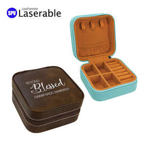 Folding PU <strong>Leather</strong> Travel Laserable Leatherette <strong>Jewelry</strong> <strong>Box</strong> - Product Image 2