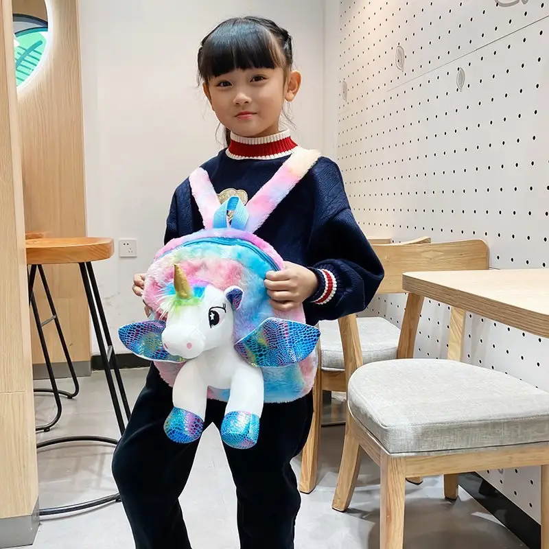 Anaokulu karikatür schoolbag unicorn action figure ilkokul sevimli çocuk çantası peluş oyuncak küçük sırt çantası kız çocuk çantası