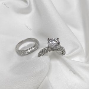 Dylam Couple Ring with Name in Silver <b>Unique</b> Wedding Sets <b>for</b> Him and <b>Her</b> Vintage Engagement Rings Modern Simple Sport - Product Image 5