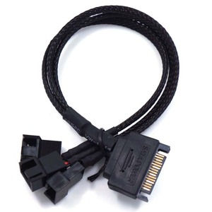 Cantell SATA 15Pin à 3Pin 4Pin 1 à 3 Splitter Hub Converter <span class=keywords><strong>PWM</strong></span> Câble d'alimentation de température 26cm - Product Image 2