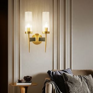 Nouveau design tendance abat-jour en verre appliques de chevet led or lumière nordique moderne lampe murale de luxe en or - Product Image 2