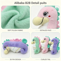 Peluche Hippocampe Adorable, Jouet Doux Pastel, Animal en Peluche Kawaii, Poupée Océan, Cadeau d'Anniversaire pour Enfants, Décoration de Crèche, Polyester Coton PP