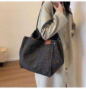 Custom Leopard Pattern <b>Tote</b> Vintage Canvas Shoulder <b>Bag</b> Fashion <b>Large</b> Capacity Handbag for School <b>Work</b> Shopping - Product Image 4
