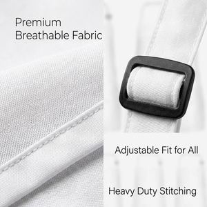 Lot de 15 tabliers ajustables pour adultes avec poches, pour femmes et hommes - en polyester, lavables en machine, pour la cuisine, la peinture, l'artisanat (blanc) - Product Image 4