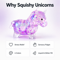 Jouets Squishy Licorne à Paillettes Liquides Anti-Stress TPR Extensibles Sensoriels pour Enfants et Adultes – Vente en Gros