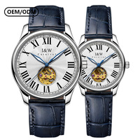 Montres de luxe pour couple I&W CARNIVAL - Open-Heart Miyota 9029 - Mécanique - Cristal saphir synthétique - Acier inoxydable - Bracelet en cuir