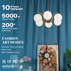 <span class=keywords><strong>Lampe</strong></span> suspendue LED de luxe pour salon, style moderne minimaliste, hauteur réglable, abat-jour en verre fini - Product Image 1