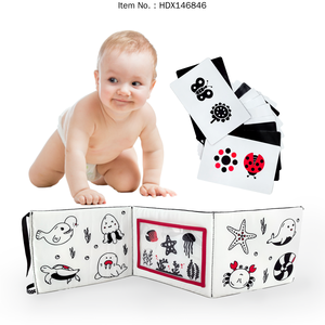 Jouet sensoriel noir et blanc, livre pour bébé à contraste élevé, livre pliable de style accordéon en tissu doux pour la croissance cérébrale des nouveau-nés - Product Image 1