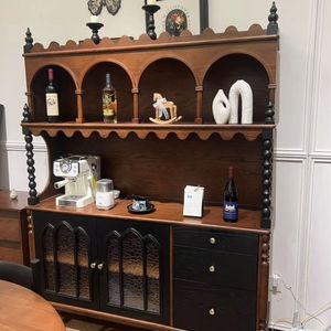 French Style Solid Wood <b>Sideboard</b> 150x45x191 Cm Storage Cabinet Living Room <b>Kitchen</b> Coffee Tea Wine Bar Unit - Product Image 2