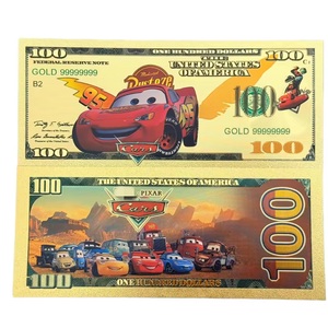 6 Tipos de Billetes de Anime de Autos Americanos en Material PET Chapado en Oro de 24K para Arte y Regalos Coleccionables - Product Image 2