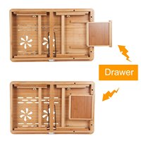 Support pour ordinateur portable pliable en bambou Combohome, grand format, réglable en hauteur, plateau de service pour manger au lit, bureau pour ordinateur portable