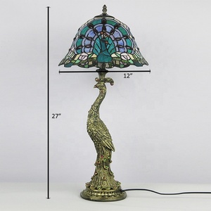 Lámpara de Acento LongHuiJing Estilo Tiffany con Joyas, Diseño de Arlequín y Pavo Real, Vitral, LED, Mediterránea, Alimentación CA, NUEVA - Product Image 3