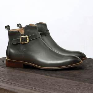 Bottes Chelsea Chukka pour homme en cuir de vachette de haute qualité, formelles, à lacets, imperméables, rehaussantes, antidérapantes, pour l'hiver et l'automne - Product Image 3