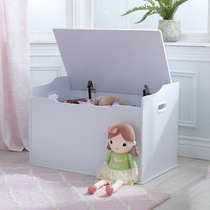 Classic White Wooden <b>Toy</b> <b>Storage</b> Box toybox for Kids, Flip Top <b>Storage</b> Chest with Safety Design, Large Capacity furntiure - Product Image 3