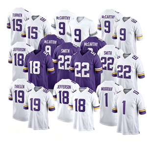 Maillot de football américain style Minnesota Vikings brodé en gros # 18 Jefferson # 9 McCarthy # 22 Smith - Product Image 1