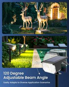 AUDERWIN Lot de 2 projecteurs solaires extérieurs modernes étanches IP67 <span class=keywords><strong>avec</strong></span> <span class=keywords><strong>télécommande</strong></span>, 60 modes LED pour jardin/cour/allée - Product Image 5