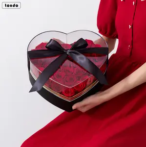 2021 Tondo высококачественная акриловая коробка для цветов в форме сердца для роз с крышкой для Дня Святого Валентина