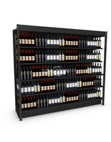 Étagère de rangement pour vin en bois de supermarché, vitrine en métal pour spiritueux, support pour bouteilles de whisky pour magasin de vente au détail de vin