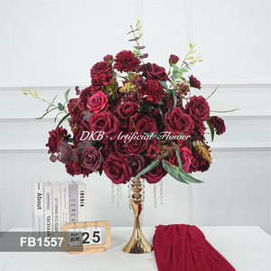 DKB Wholesale <b>Table</b> Centerpiece Decoration Artificial Flower Ball Silk Rose Red Floral Ball for Wedding Party - Product Image 3