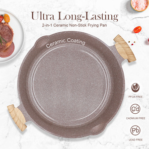 Bộ nồi chảo chống dính gốm sứ tùy chỉnh SANLANG, bộ dụng cụ nấu ăn bằng nhôm đúc phủ gốm sứ dùng được với bếp từ - Product Image 2