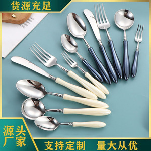 Ensemble de couverts élégants à manche en céramique et taille fine, couteau, fourchette et cuillère en acier inoxydable 304, cadeau de luxe pour hôtel et steak - Product Image 1